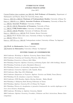 CURRICULUM VITAE ANGELO FELICE LOPEZ