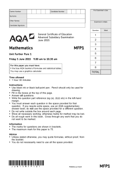 A level Mathematics Question paper Further Pure 1 June 2015