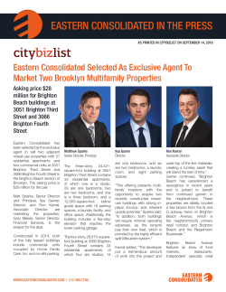 Eastern Consolidated Selected As Exclusive Agent To Market Two