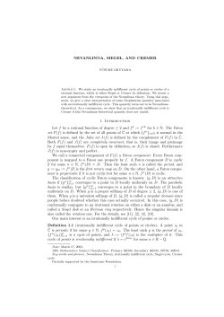 NEVANLINNA, SIEGEL, AND CREMER 1. Introduction Let f be a