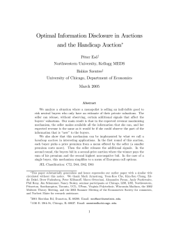 Optimal Information Disclosure in Auctions and the Handicap Auction&lowast;