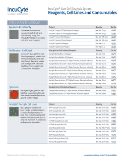 IncuCyte Reagents, Cell Lines and Consumables