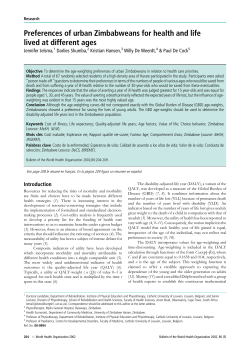 Preferences of urban Zimbabweans for health and life lived at