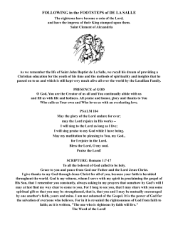 following de la salle - Christian Brothers of the Midwest