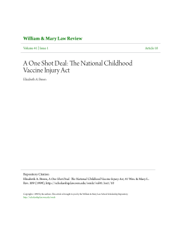 A One Shot Deal: The National Childhood Vaccine Injury Act
