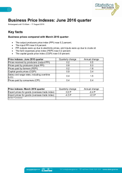 Business Price Indexes: June 2016 quarter