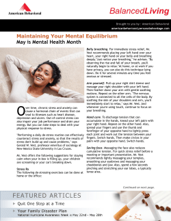 Maintaining Your Mental Equilibrium May is