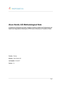 Alcon Nordic A/S Methodological Note