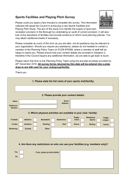 Sports Facilities and Playing Pitch Survey
