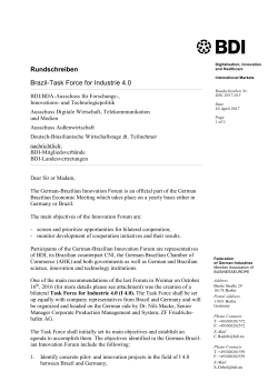 Rundschreiben Brazil-Task Force for Industrie 4.0