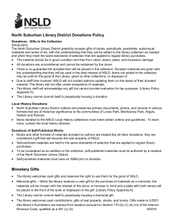 North Suburban Library District Donations Policy Monetary Gifts