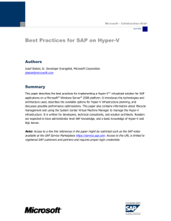 Best Practices for SAP on Hyper-V - Center