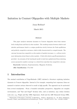 Imitation in Cournot Oligopolies with Multiple Markets