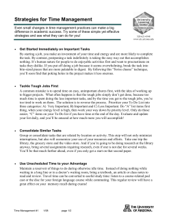 TM1 Strategies for Time Management