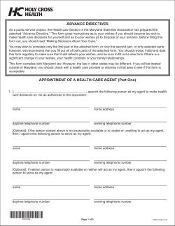 ADVANCE DIRECTIVES APPOINTMENT OF A