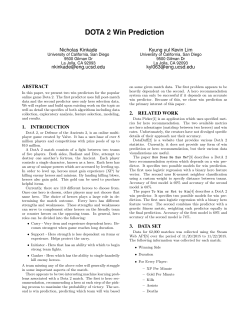 DOTA 2 Win Prediction - University of California San Diego