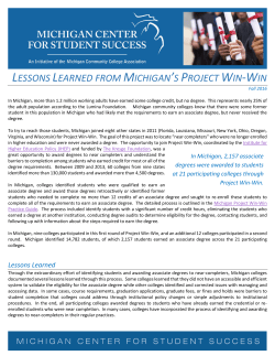 LESSONS LEARNED FROM MICHIGAN`S PROJECT WIN-WIN
