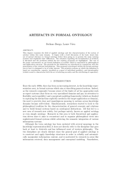 ARTEFACTS IN FORMAL ONTOLOGY