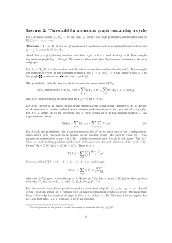 Lecture 2: Threshold for a random graph containing a cycle