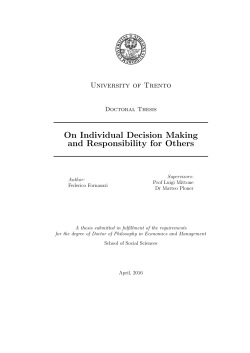 On Individual Decision Making and - Unitn