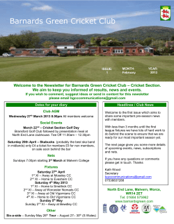 2013 Newsletter No.1 - Barnards Green Cricket Club