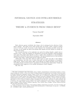 INFORMAL SAVINGS AND INTRA