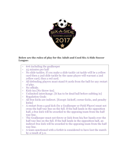 6v6 including the goalkeeper • 25 minutes per half • No slide tackles