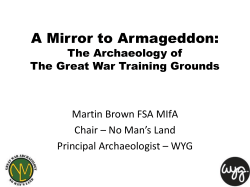 Material Culture, Archaeology and the Great War