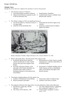 Period 3 APUSH Test Multiple Choice Identify the choice that best