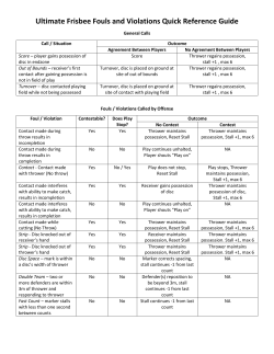 Ultimate Frisbee Fouls and Violations Quick Reference Guide