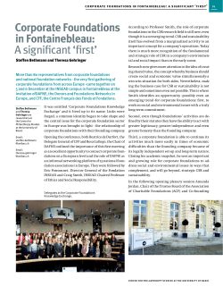 Corporate Foundations in Fontainebleau: A significant `first`
