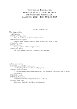 Conference Programme Applications of Algebra in Logic