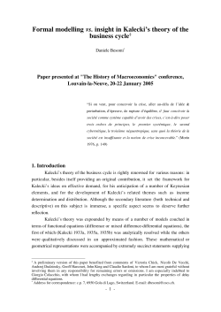 Formal modelling vs. insight in Kalecki`s theory of the business