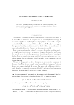 STABILITY CONDITIONS ON K3 SURFACES 1. Introduction The