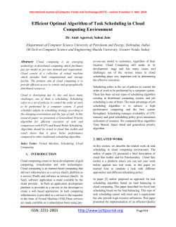 Efficient Optimal Algorithm of Task Scheduling in Cloud Computing