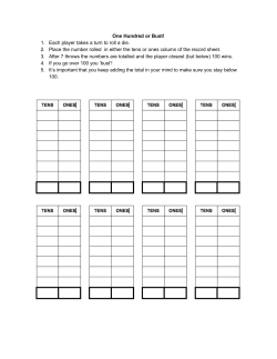 One Hundred or Bust! 1. Each player takes a turn to roll a die. 2