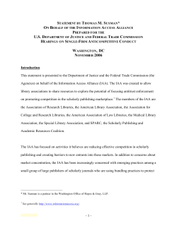 Introduction This statement is presented to the Department of Justice