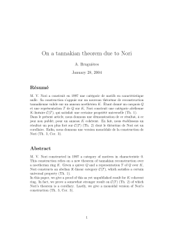 On a tannakian theorem due to Nori