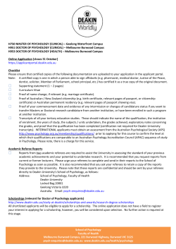 For admission into a Deakin University Psychology Postgraduate