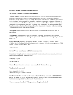 COHERE - Centre of Health Economics Research PhD course