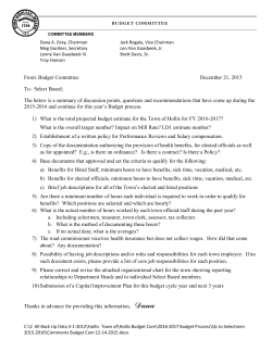Select Board Summary of Questions and Summary Points