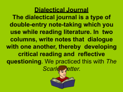 The Scarlet Letter. Use this model to set up your dialectical journal