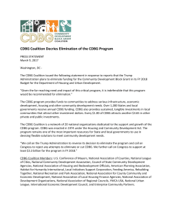 CDBG Coalition Press Release - National Community Development