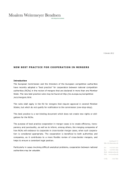 new best practice for cooperation in mergers