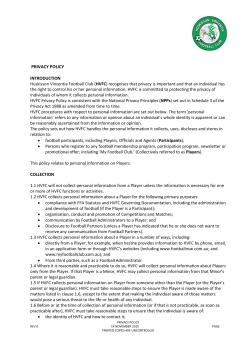 PRIVACY POLICY INTRODUCTION Huskisson Vincentia Football