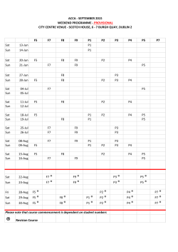 F5 F7 F8 F9 P1 P2 P3 P4 P5 P7 Sat 13-Jun P1 Sun 14