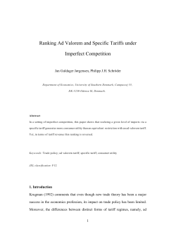 Ranking Ad Valorem and Specific Tariffs under Imperfect Competition