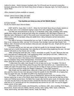 Cutline for photo &ndash; World champion bareback rider Tim O`Connell