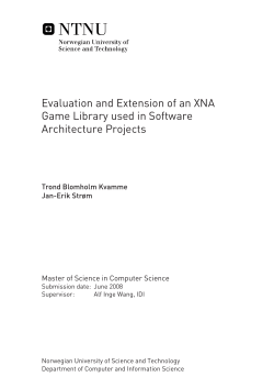 Evaluation and Extension of an XNA Game Library used in
