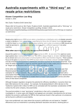 Australia experiments with a &ldquo;third way&rdquo; on resale price restrictions